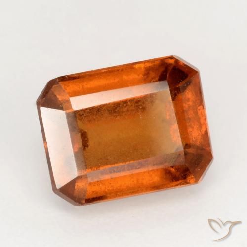 Grenat Hessonite Orange rougeâtre naturelle Octogone / coupe Émeraude, 2.32 ct, VS-SI
