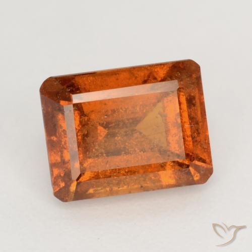 Grenat Hessonite Orange feu naturelle Octogone / coupe Émeraude, 2.12 ct, SI