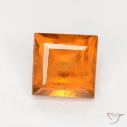 Grenat Hessonite Orange moyen naturelle Carré, 1.42 ct, SI