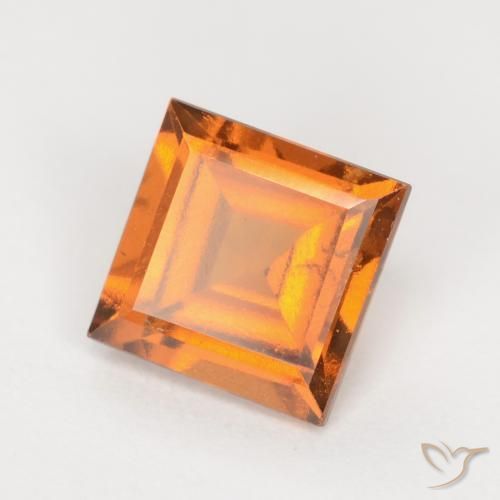 Grenat Hessonite Orange vif naturelle Carré, 1.30 ct, SI