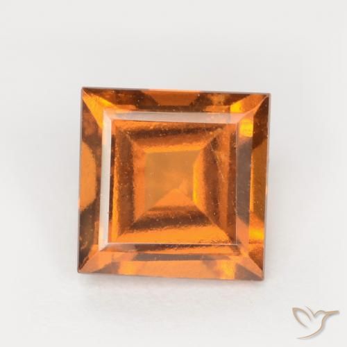 Grenat Hessonite Orange vif naturelle Carré, 1.30 ct, SI