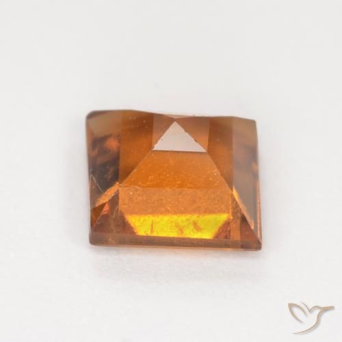 Grenat Hessonite Orange vif naturelle Carré, 1.30 ct, SI