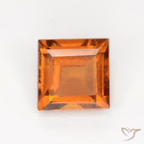 Grenat Hessonite Orange jaunâtre naturelle Carré, 1.29 ct, VS-SI