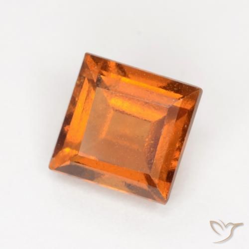 Grenat Hessonite Orange jaunâtre naturelle Carré, 1.29 ct, VS-SI