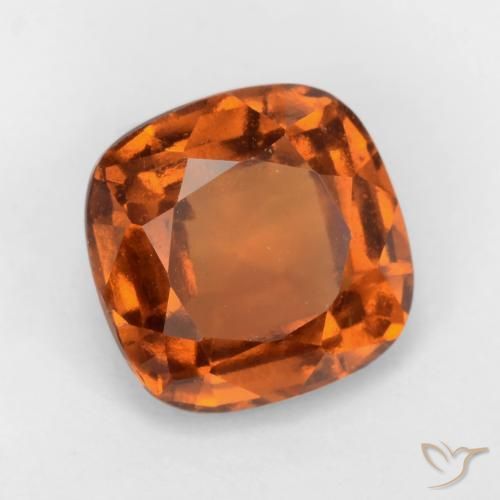 Grenat Hessonite Orange foncé naturelle Coussin, 1.85 ct, VS