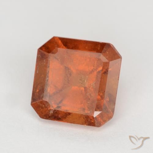 Grenat Hessonite Orange foncé naturelle Octogone / coupe Émeraude, 1.77 ct, SI