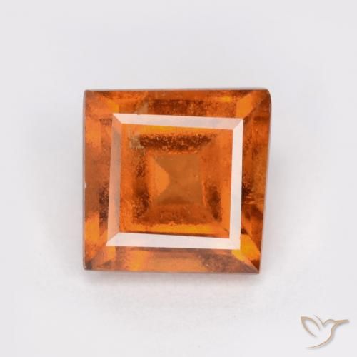 1.28ct Naturel Orange foncé Grenat Hessonite, Carré, SI