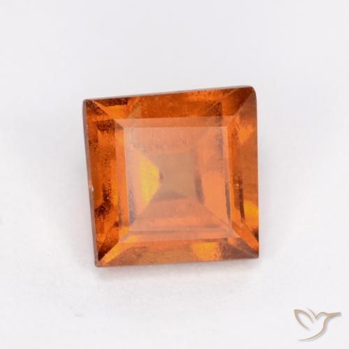 Grenat Hessonite Orange foncé naturelle Carré, 1.28 ct, SI