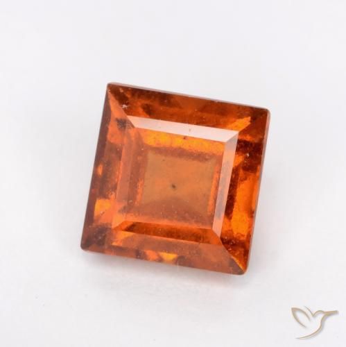 Grenat Hessonite Orange foncé naturelle Carré, 1.57 ct, VS-SI