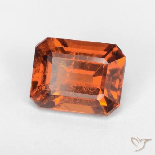 Grenat Hessonite Orange foncé naturelle Octogone / coupe Émeraude, 1.62 ct, SI