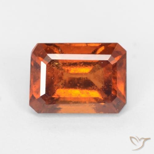 1.45ct Naturel Ambre orange Grenat Hessonite, Taille émeraude, SI