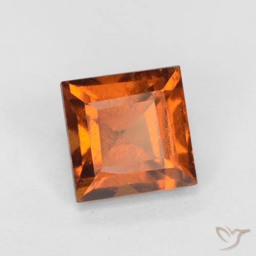 Grenat Hessonite Orange foncé naturelle Carré, 1.55 ct, VS-SI