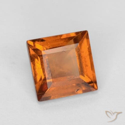 Grenat Hessonite Orange foncé naturelle Carré, 1.42 ct, SI
