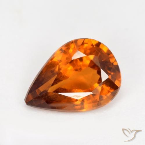 Grenat hessonite orange naturelle en forme de poire, 1,22 ct, VS-SI