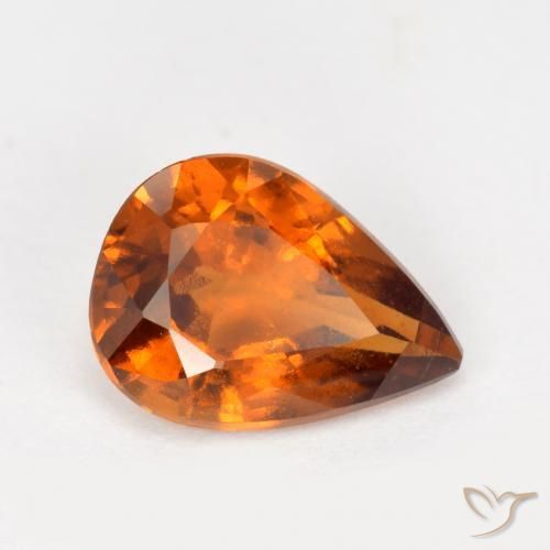 Grenat hessonite orange naturelle en forme de poire, 1,22 ct, VS-SI