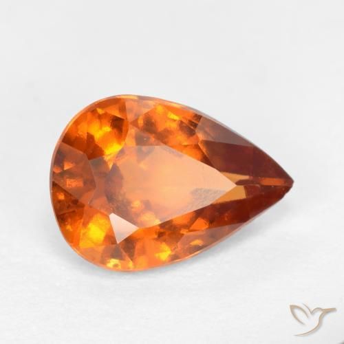 Grenat Hessonite Orange moyen-foncé naturelle En forme de poire, 1.17 ct, VS-SI