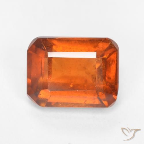 Grenat Hessonite Orange feu naturelle Octogone / coupe Émeraude, 2.42 ct, SI