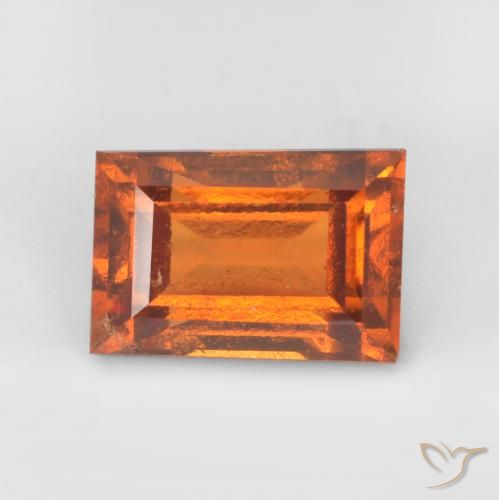 Grenat Hessonite Orange foncé naturelle Baquette, 1.32 ct, SI