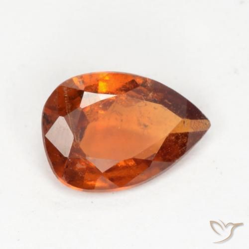 Grenat Hessonite Orange rougeâtre naturelle En forme de poire, 0.93 ct, SI