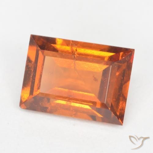 Grenat Hessonite Orange foncé naturelle Baquette, 1.33 ct, SI