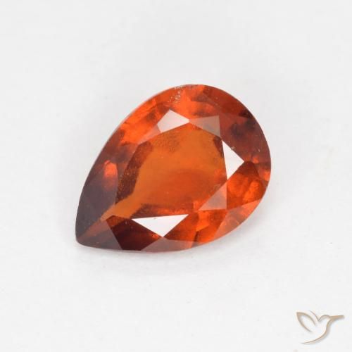 Grenat Hessonite Orange feu naturelle En forme de poire, 1.01 ct, VS-SI