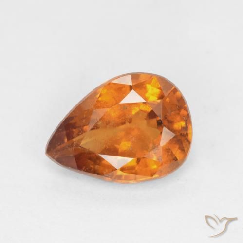 1.14ct Naturel Orange moyen-foncé Grenat Hessonite, En forme de poire, SI