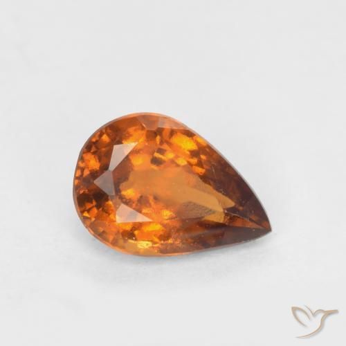 Grenat Hessonite Orange foncé naturelle En forme de poire, 0.68 ct, VS