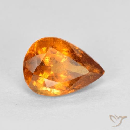 Grenat Hessonite Orange vif naturelle En forme de poire, 0.81 ct, SI