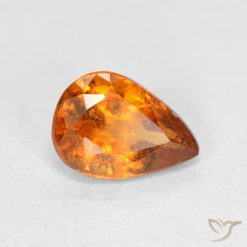 Grenat Hessonite Orange vif naturelle En forme de poire, 0.71 ct, SI