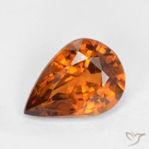 Grenat hessonite orange naturelle en forme de poire, 1,15 ct, SI