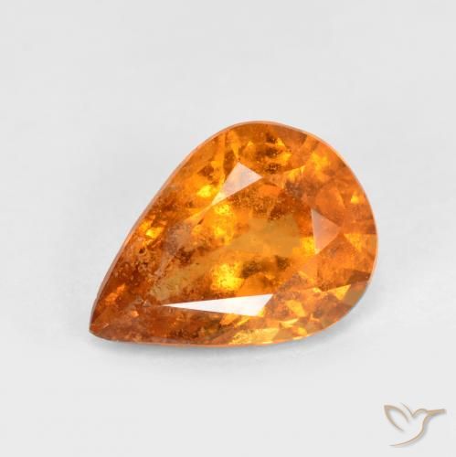 1.11ct Naturel Orange vif Grenat Hessonite, En forme de poire, SI