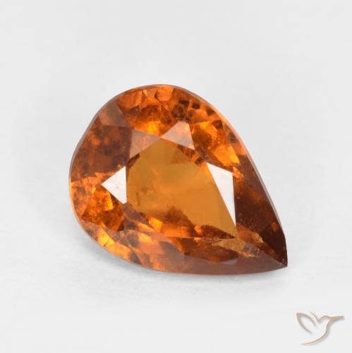 Grenat Hessonite Orange moyen-foncé naturelle En forme de poire, 1.22 ct, SI