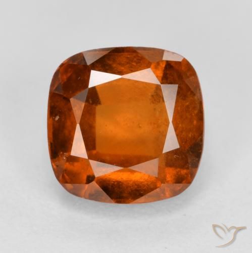 Grenat Hessonite Orange foncé naturelle Coussin, 2.10 ct, VS-SI