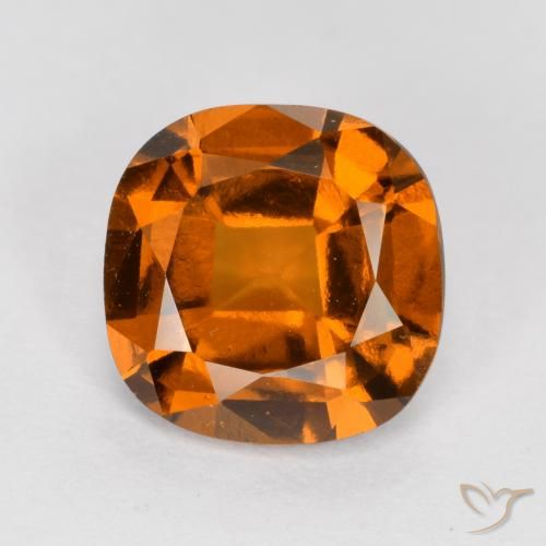 Grenat Hessonite Orange foncé naturelle Coussin, 1.60 ct, VS