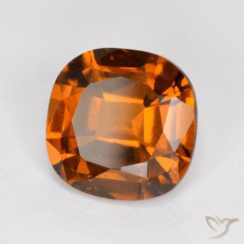 Grenat Hessonite Orange foncé naturelle Coussin, 1.60 ct, VS