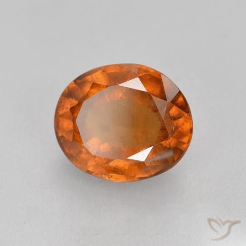 Grenat Hessonite Orange moyen naturelle ovale, 1.64 ct, SI