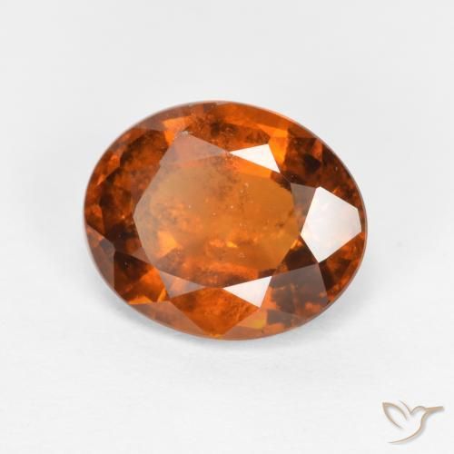 Grenat Hessonite Ambre orange naturelle ovale, 2.03 ct, SI