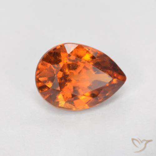 Grenat Hessonite Orange foncé naturelle En forme de poire, 0.87 ct, VS