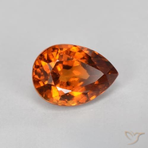 Grenat Hessonite Orange foncé naturelle En forme de poire, 0.93 ct, VS