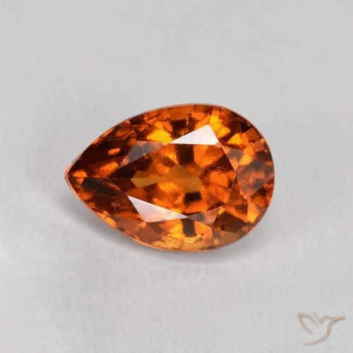 Grenat Hessonite Orange foncé naturelle En forme de poire, 0.93 ct, VS