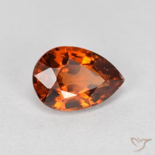 Grenat Hessonite Ambre orange naturelle En forme de poire, 0.85 ct, VS
