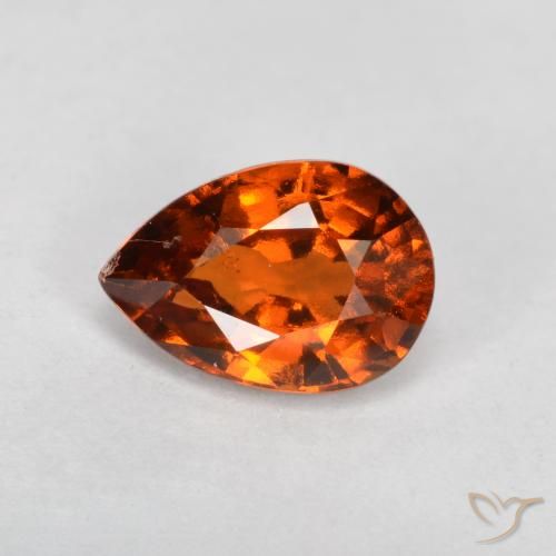 Grenat Hessonite Ambre orange naturelle En forme de poire, 0.85 ct, VS