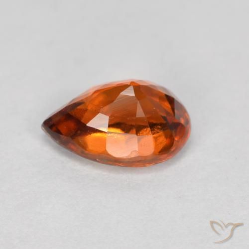 Grenat Hessonite Ambre orange naturelle En forme de poire, 0.85 ct, VS