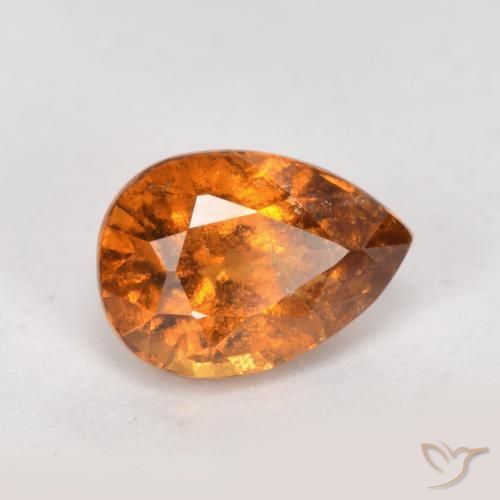 Grenat Hessonite Orange foncé naturelle En forme de poire, 0.99 ct, SI