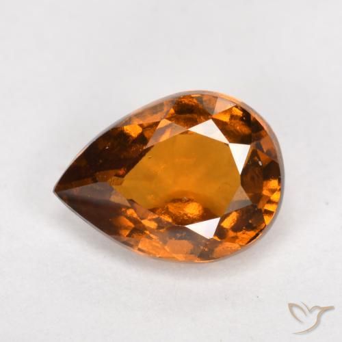 Grenat Hessonite Orange foncé naturelle En forme de poire, 1.11 ct, VS