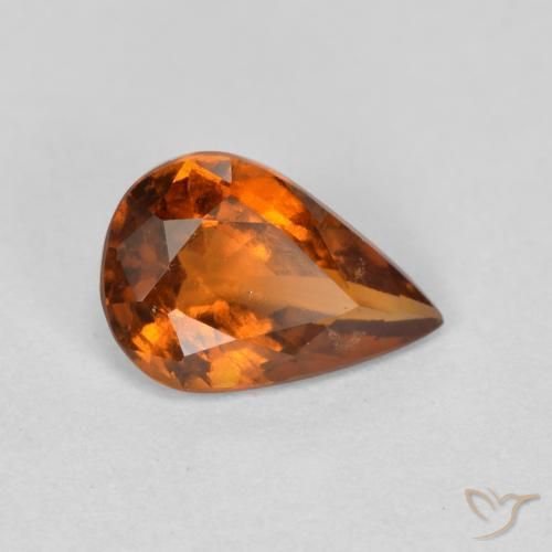 Grenat Hessonite Orange rougeâtre naturelle En forme de poire, 0.85 ct, VS-SI