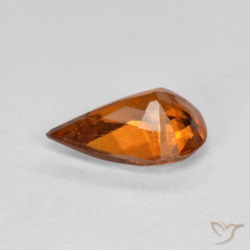 Grenat Hessonite Orange rougeâtre naturelle En forme de poire, 0.85 ct, VS-SI