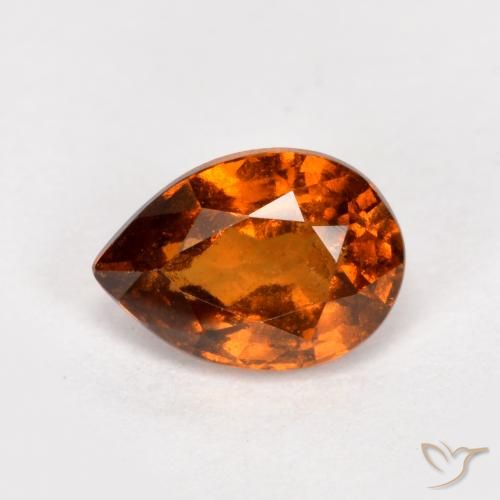 Grenat Hessonite Orange rougeâtre naturelle En forme de poire, 0.85 ct, VS-SI