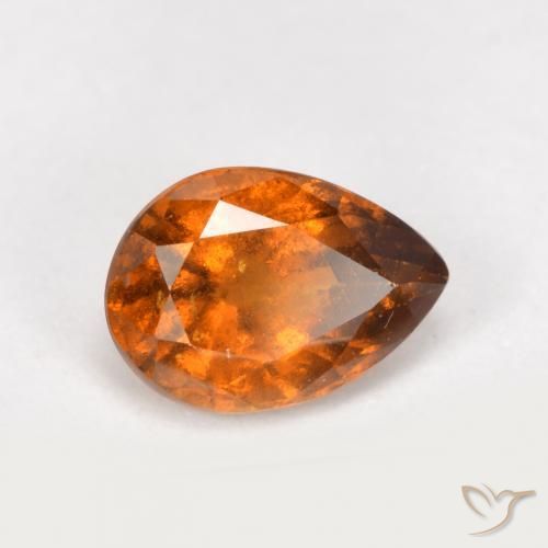 Grenat Hessonite Orange moyen-foncé naturelle En forme de poire, 0.84 ct, SI