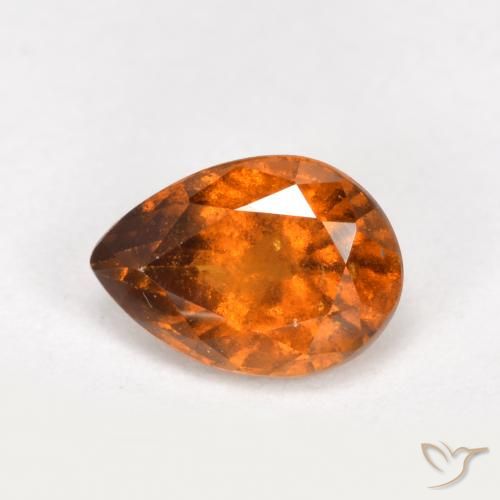 Grenat Hessonite Orange moyen-foncé naturelle En forme de poire, 0.84 ct, SI